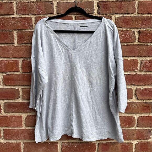 Eileen Fisher Womens $148 hemp Organic Cotton Slub V-Neck Boxy Top 2X NEW - Picture 1 of 8